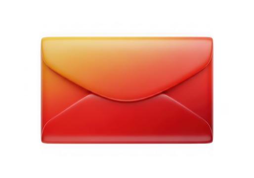 A red and yellow gradient envelope isolated on transparent background