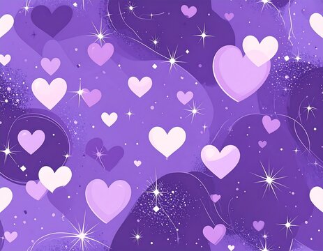 Purple heart pattern with stars