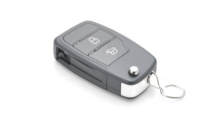 Fototapeta premium Gray car key on white background