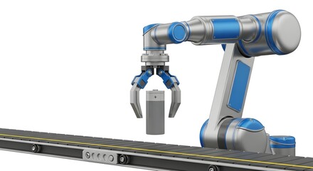 Industrial Robotic Arm with Gripper in Manufacturing Environment