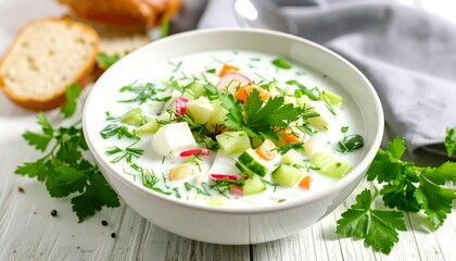 Creamy cold soup with vegetables