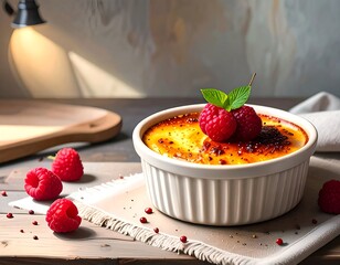 Creamy dessert with berries