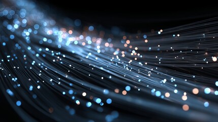 Vibrant digital light streaks representing high-speed data transfer and advanced network connections in a futuristic abstract background