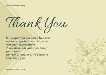Greeting card template design, thank you card with floral background, thank you card. Part 091 100925