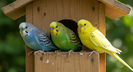 yellow and green parrots