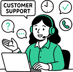 flat vector design ilustration customer support / call center