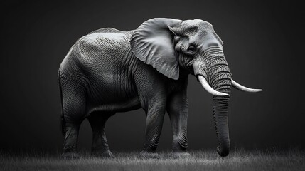 Majestic African Elephant: A Monochrome Portrait