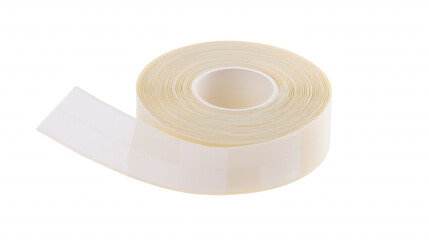 Close-up of white adhesive tape roll on transparent background