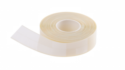 Close-up of white adhesive tape roll on transparent background