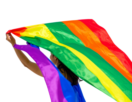 Flowing Beach Sarong with Rainbow Stripes, Front View, Isolated on Transparent Background