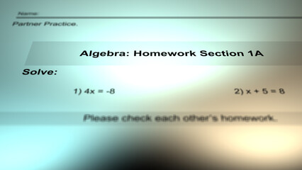 Generic Algebra Homework Assignment for High School