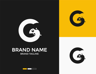 simple gecko silhouette logo design