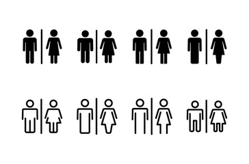 Toilet icon logo design. Girls and boys restrooms sign and symbol. bathroom sign. wc, lavatory