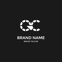 Simple letter QC silhouette logo