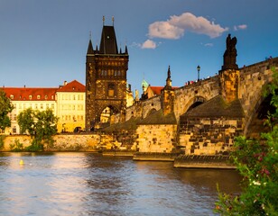 Fototapeta premium Prague Bridge at Sunset