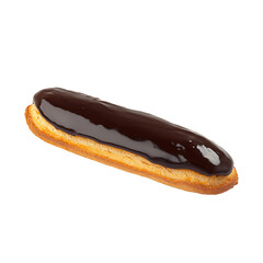 Chocolate Eclair with Shiny Glaze on Golden Pastry