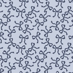 Bow Seamless Pattern, Cute Pastel Ribbon Design, Romantic Girly Background with Bows for Fabric, Wallpaper, Wrapping and Digital Illustratio