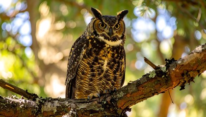 Obraz premium Great Horned Owl perched