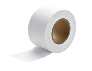  Stacked White Sports Injury Support Tape Rolls, Top-Down Perspective, Isolated