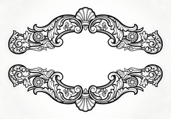 An elegant Baroque ornamental frame featuring intricate acanthus leaves and swirls, a classic vintage decoration element for invitations or certificates