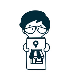 doodle store location on mobile phone illustration related