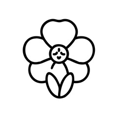 A charming black and white minimalist flower illustration. The petals are arranged in a simple yet elegant design. The illustration style evokes a sense of simplicity and purity