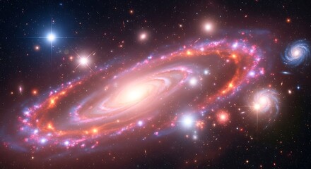 Vibrant Spiral Galaxy With Glowing