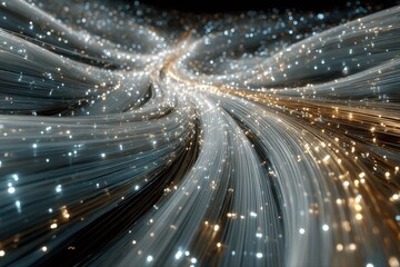 Abstract Data Flow. Sparkling lines creating a dynamic digital landscape.