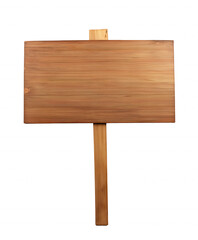 Solitary wooden signboard with natural grain pattern on transparent background