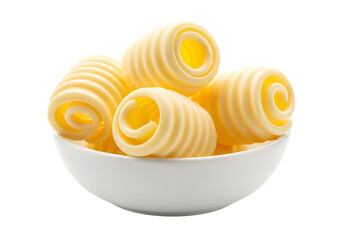 Delicious freshly made butter rolls served in a white ceramic bowl Isolated on transparent background

