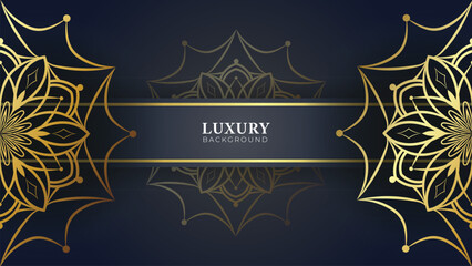 Black Luxury mandala background golden arabesque pattern Arabic Islamic east style. Ramadan Background