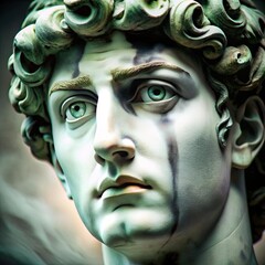 Stunning Reinterpretation of David Michelangelo Statue With Artistic Smoky Eye Makeup and Captivating Details