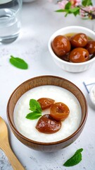 Creamy porridge with sweet plums