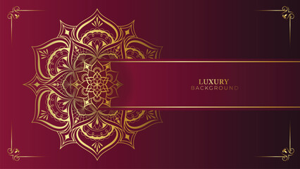 Red Luxury mandala background golden arabesque pattern Arabic Islamic east style. Ramadan Background