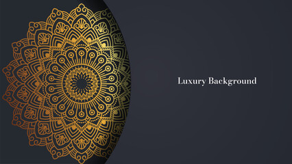 Black Luxury mandala background golden arabesque pattern Arabic Islamic east style. Ramadan Background