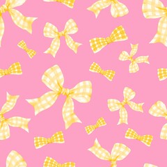 Bow Seamless Pattern, Cute Pastel Ribbon Design, Romantic Girly Background with Bows for Fabric, Wallpaper, Wrapping and Digital Illustration
