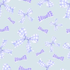 Bow Seamless Pattern, Cute Pastel Ribbon Design, Romantic Girly Background with Bows for Fabric, Wallpaper, Wrapping and Digital Illustration
