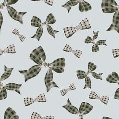 Bow Seamless Pattern, Cute Pastel Ribbon Design, Romantic Girly Background with Bows for Fabric, Wallpaper, Wrapping and Digital Illustration
