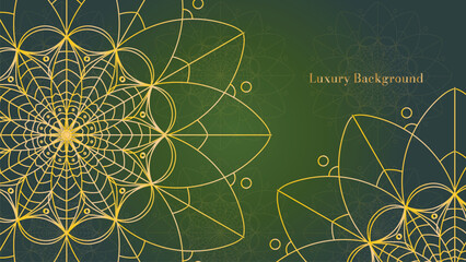 Green Luxury mandala background golden arabesque pattern Arabic Islamic east style. Ramadan Background