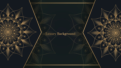 Black Luxury mandala background golden arabesque pattern Arabic Islamic east style. Ramadan Background