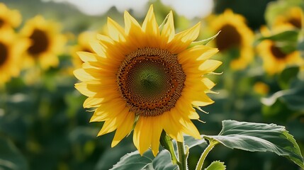 Radiant Sunflower in a Serene Field: A Vibrant Summer Impression