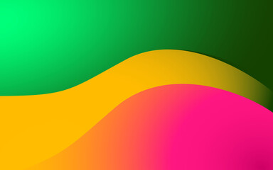 Gradient background featuring waves of green yellow and pink.