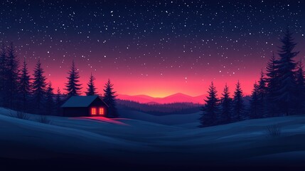 Fototapeta premium Starry Night Christmas Background with Minimal Design