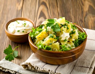 Creamy potato salad in a bowl