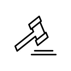 Gavel icon symbol for apps and websites. judge gavel sign and symbol. law icon. auction hammer