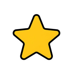 Isolated Yellow Star Shape with Black Outline on White Background