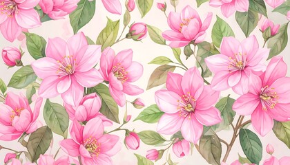 Delicate floral pattern of blossoming pink flowers