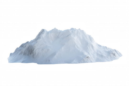 Snow-covered mountain range with transparent background