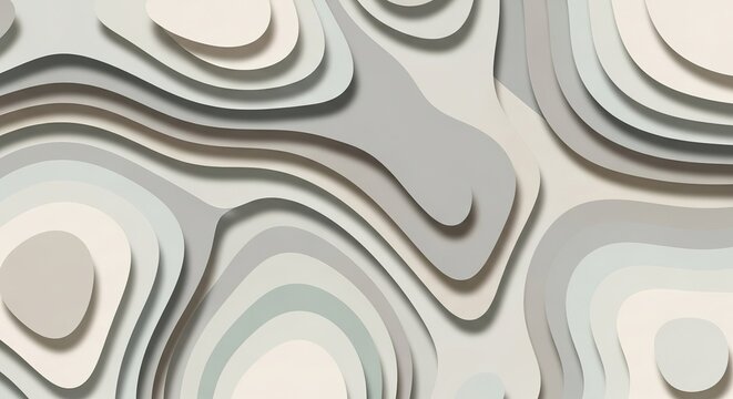 Abstract Topographic Layers in Muted Tones with Subtle Shadow Pl