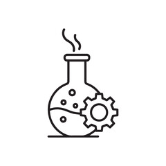 Chemical Flask Icon with Gear for Research